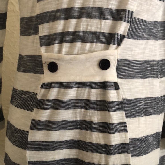 Three Dots Navy Blue White Striped Cardigan - Picture 7 of 11